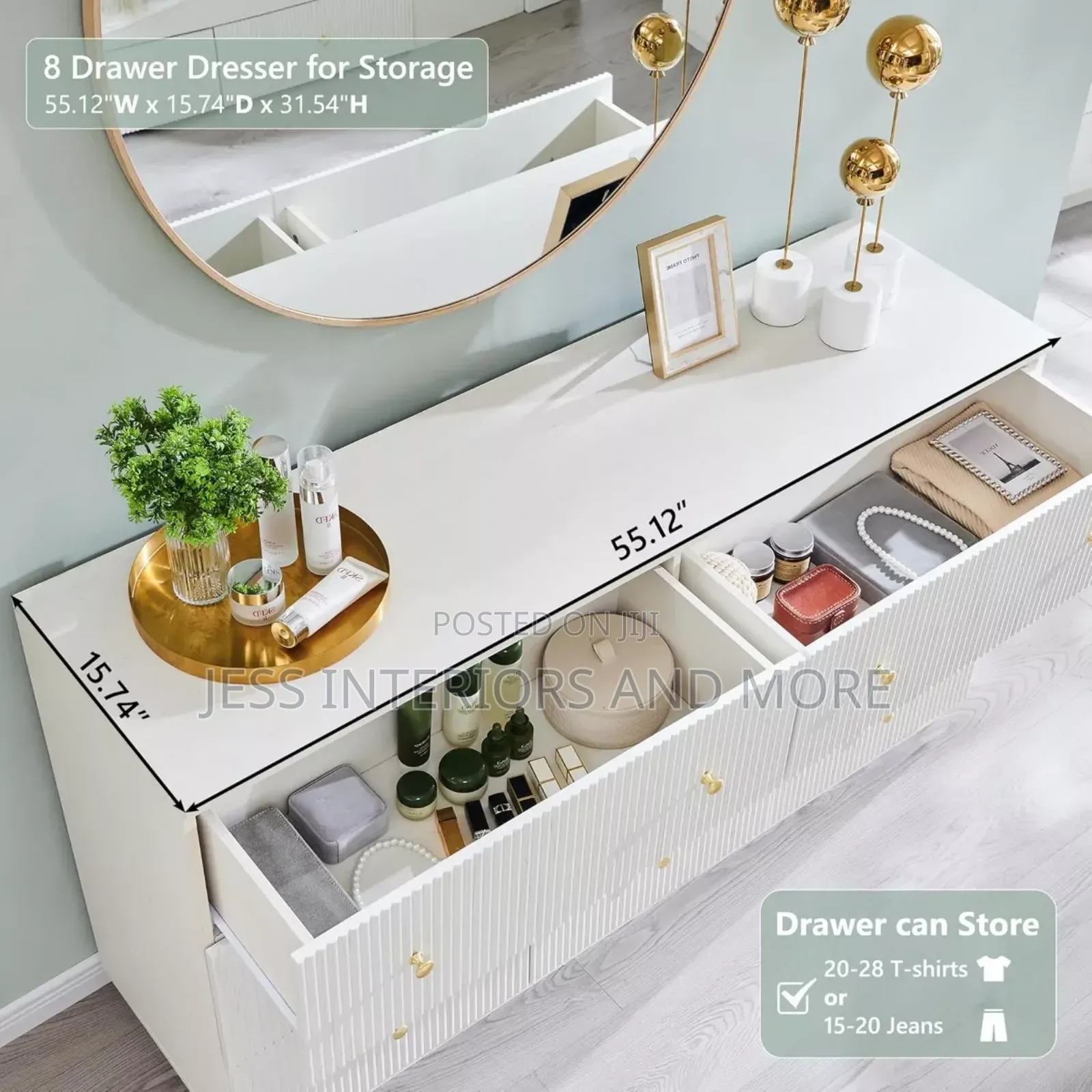 8 Drawer Dresser (Fluted)