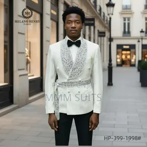 2-piece Classic Turkish Melano Double-breasted Men's Suit With Belt