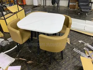 Modern Dining Set With Glossy Wooden-Top