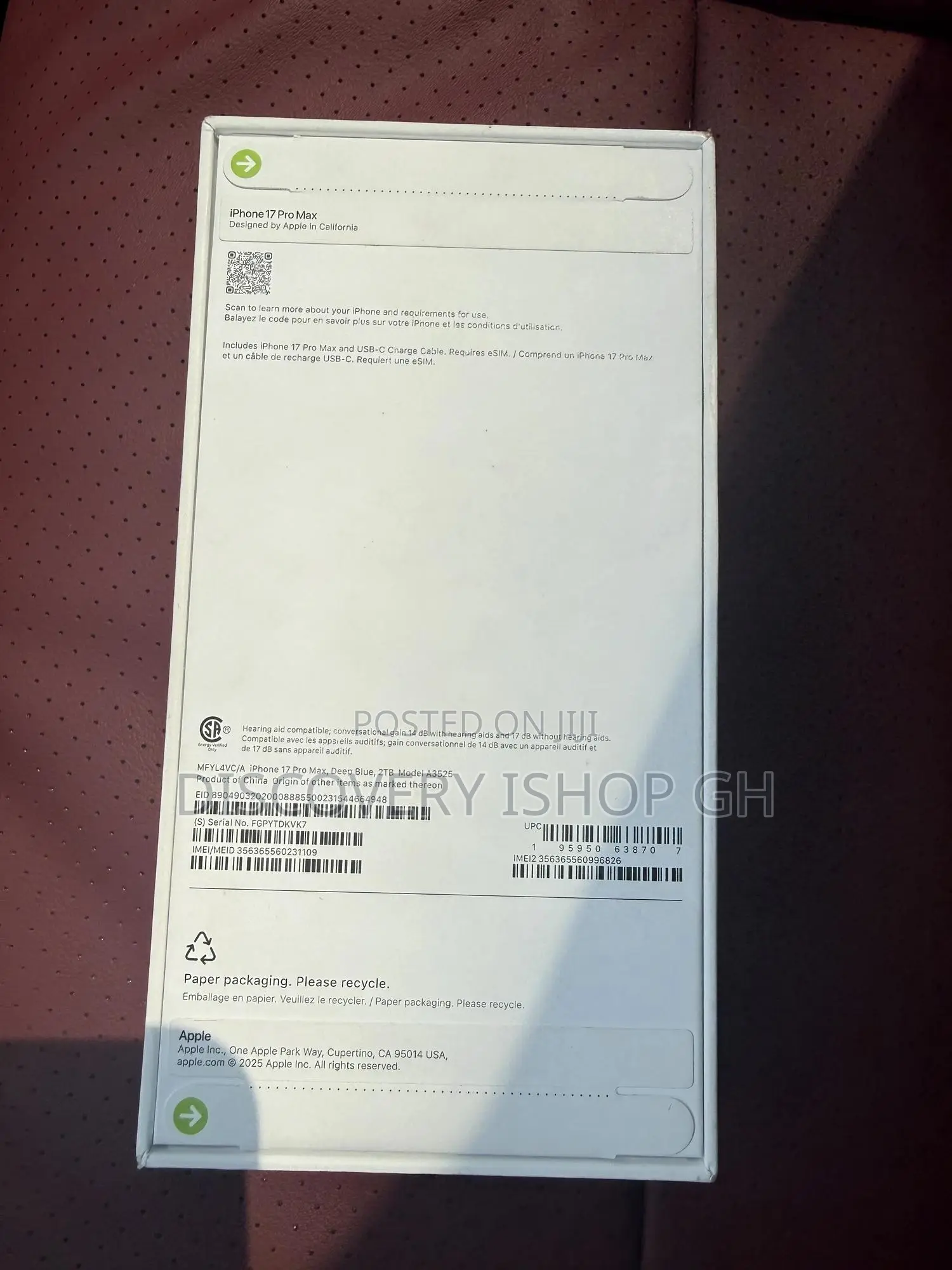 New Apple iPhone 17 Pro Max 2 TB Blue