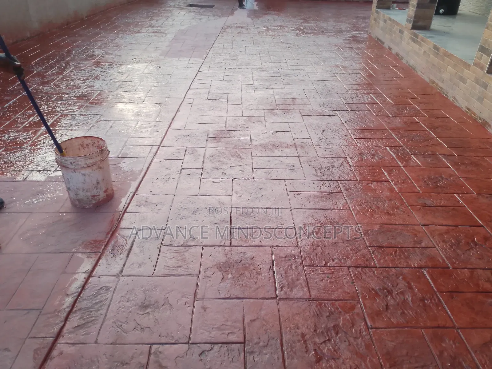 Ashlar With Clay Color ( Stamp Concrete Design)