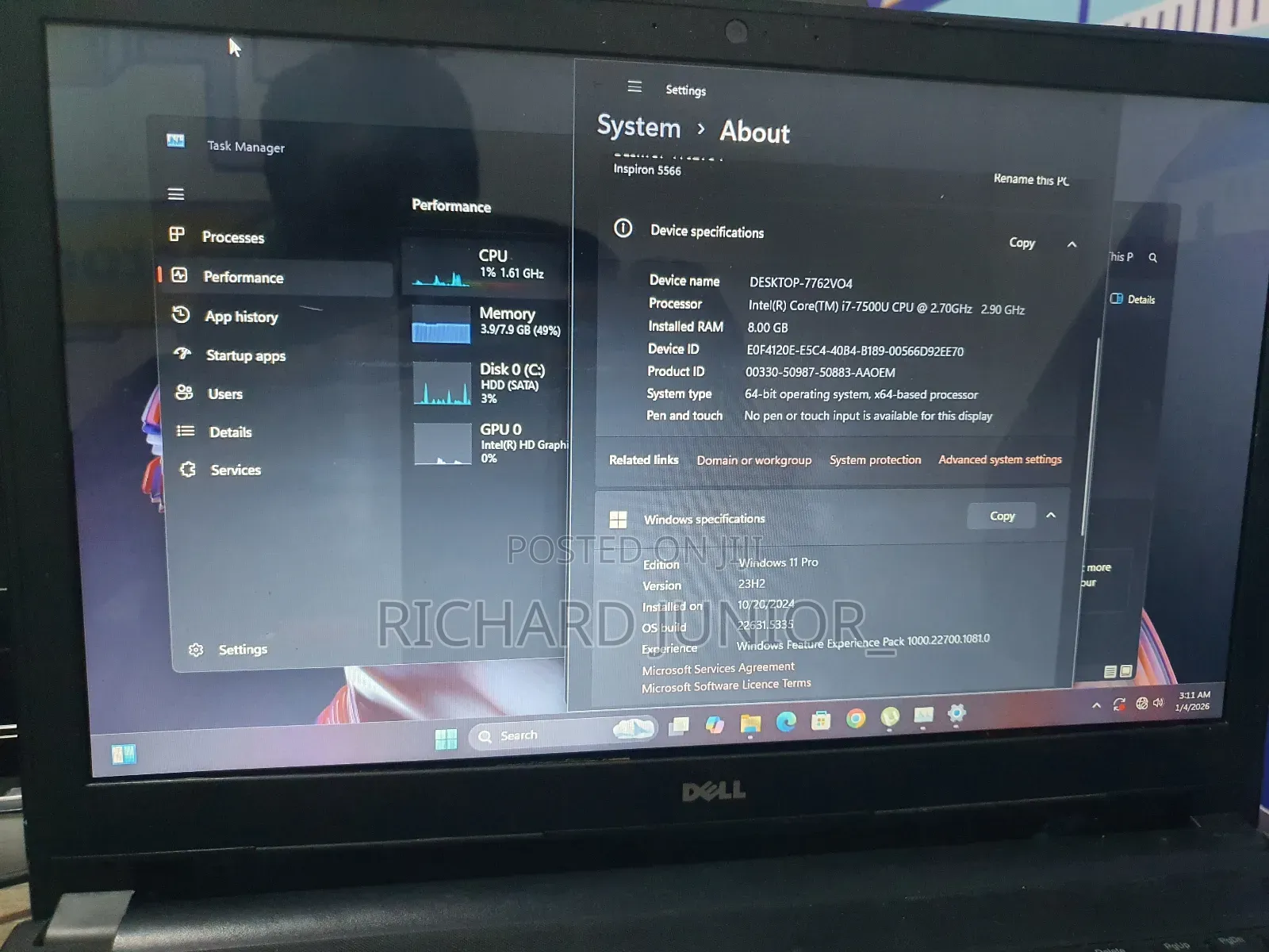 Laptop Dell Inspiron 15 8GB Intel Core i7 HDD+SSD 500GB
