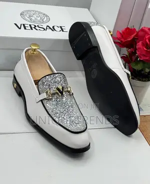 Versace White Leather Loafers