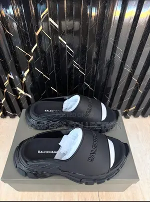 Balenciaga Track Slides in a Black Colorway