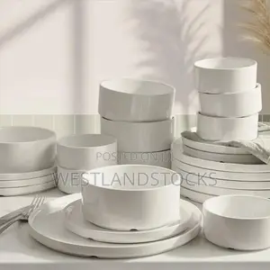 Porcelain Dinnerware Set, a 24-Piece Collection of White Porcelain