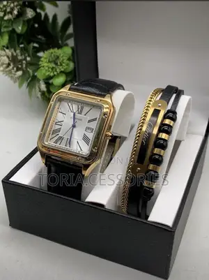 Cartier Vintage Leather Watch With Bracelet