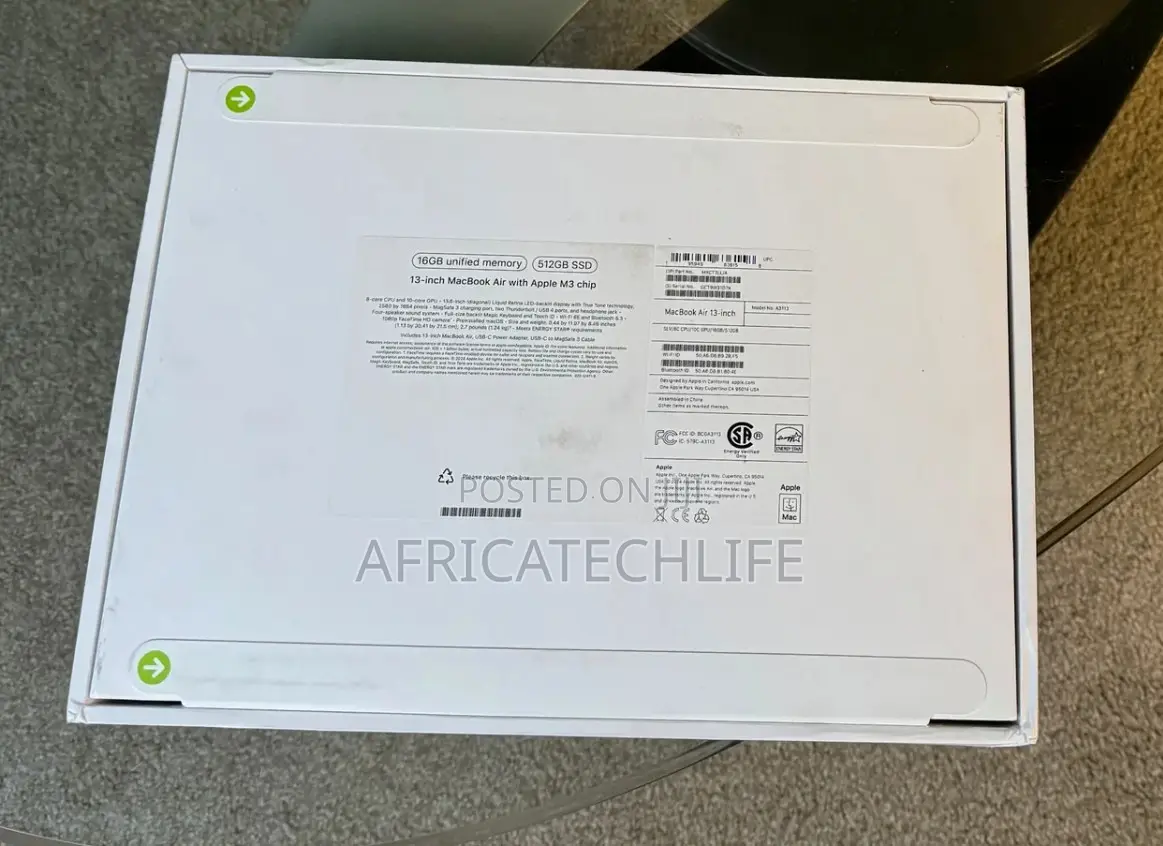 New Laptop Apple MacBook Air 2024 M3 16GB Apple M3 SSD 512GB