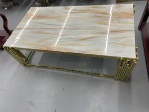 Classy Marble Top Center Table With Golden Frame