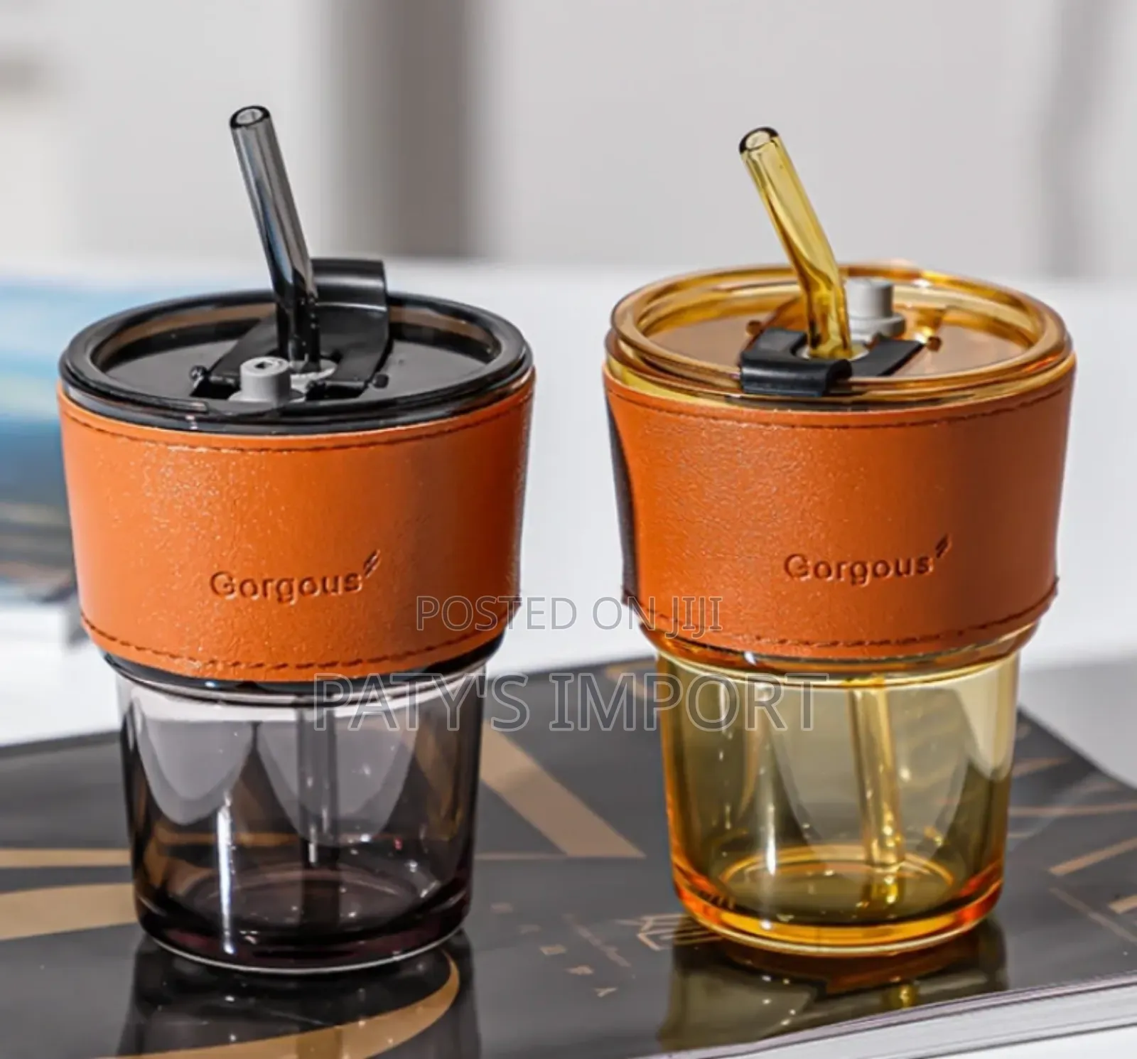 Glass Cup With Straw 2pcs
