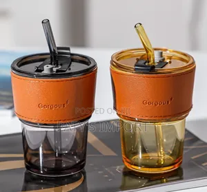 Glass Cup With Straw 2pcs