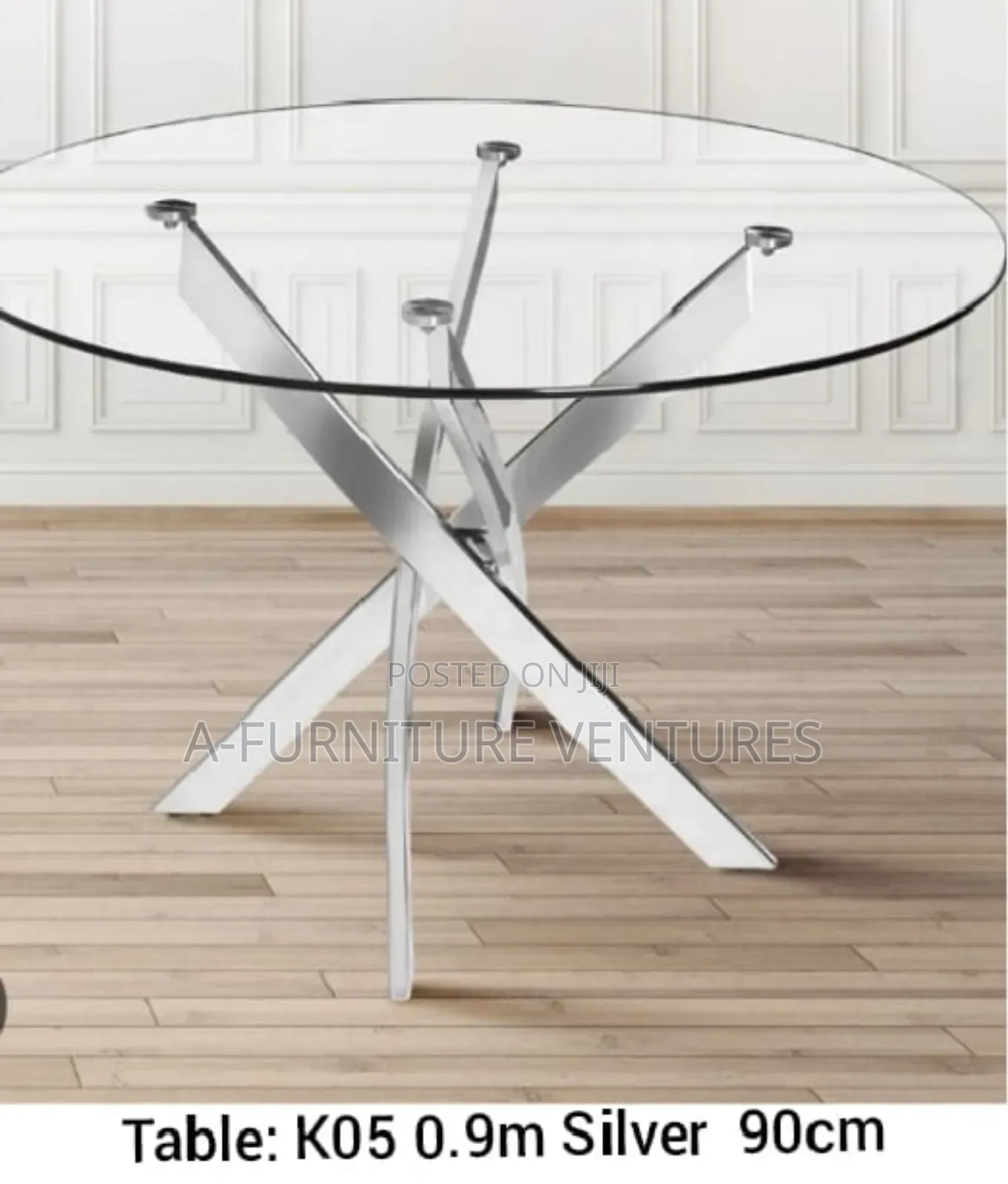 90cm Round Glass Table