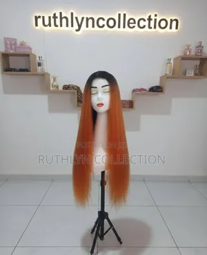 Copper‐Orange Ombre Glam Wig
