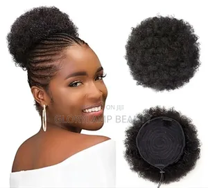 Afro Curly Drawstring Ponytail – Afro Puff Bun Extension – Black