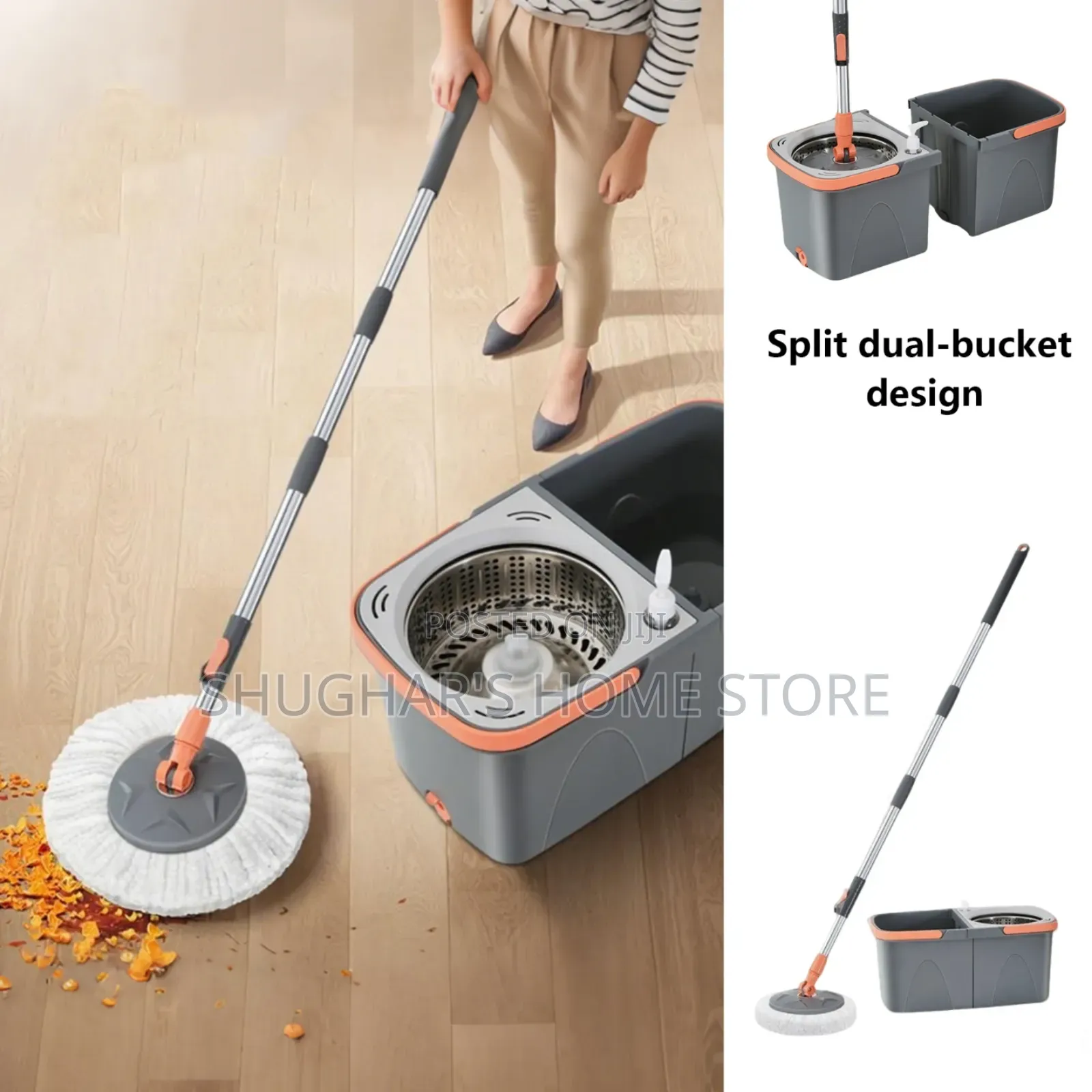 360 Flat Mop Spin Mop With Two Buckets to Help Give a Better Clean