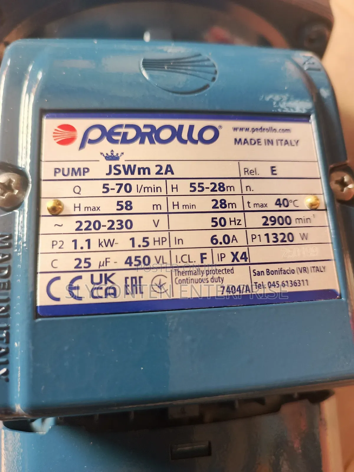Pedrollo 1.5hp Water Pump
