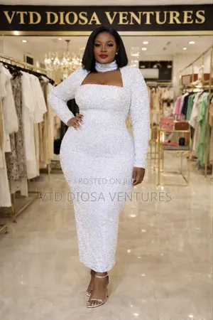 Glamorous White Sequin Gown