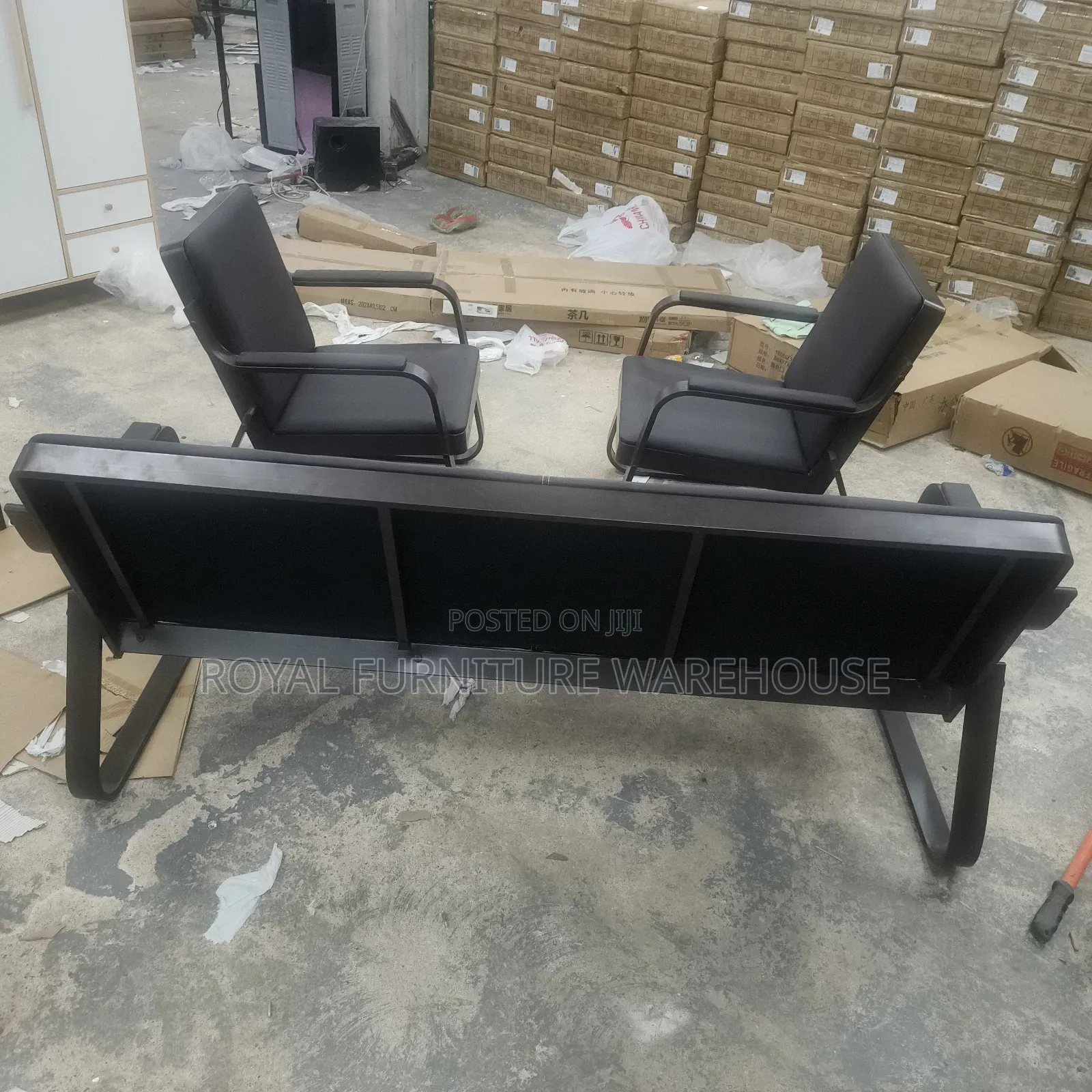 Kinbor 3-Piece Black Reception Chairs
