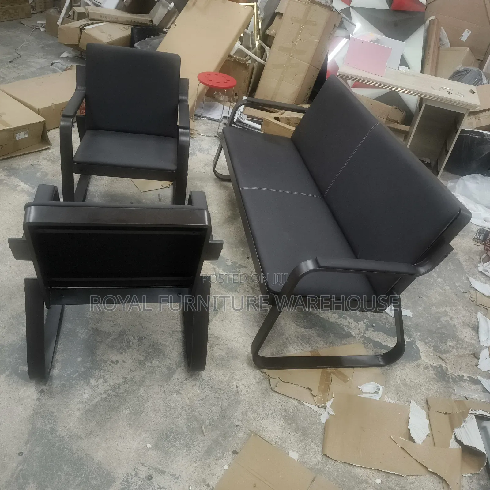 Kinbor 3-Piece Black Reception Chairs