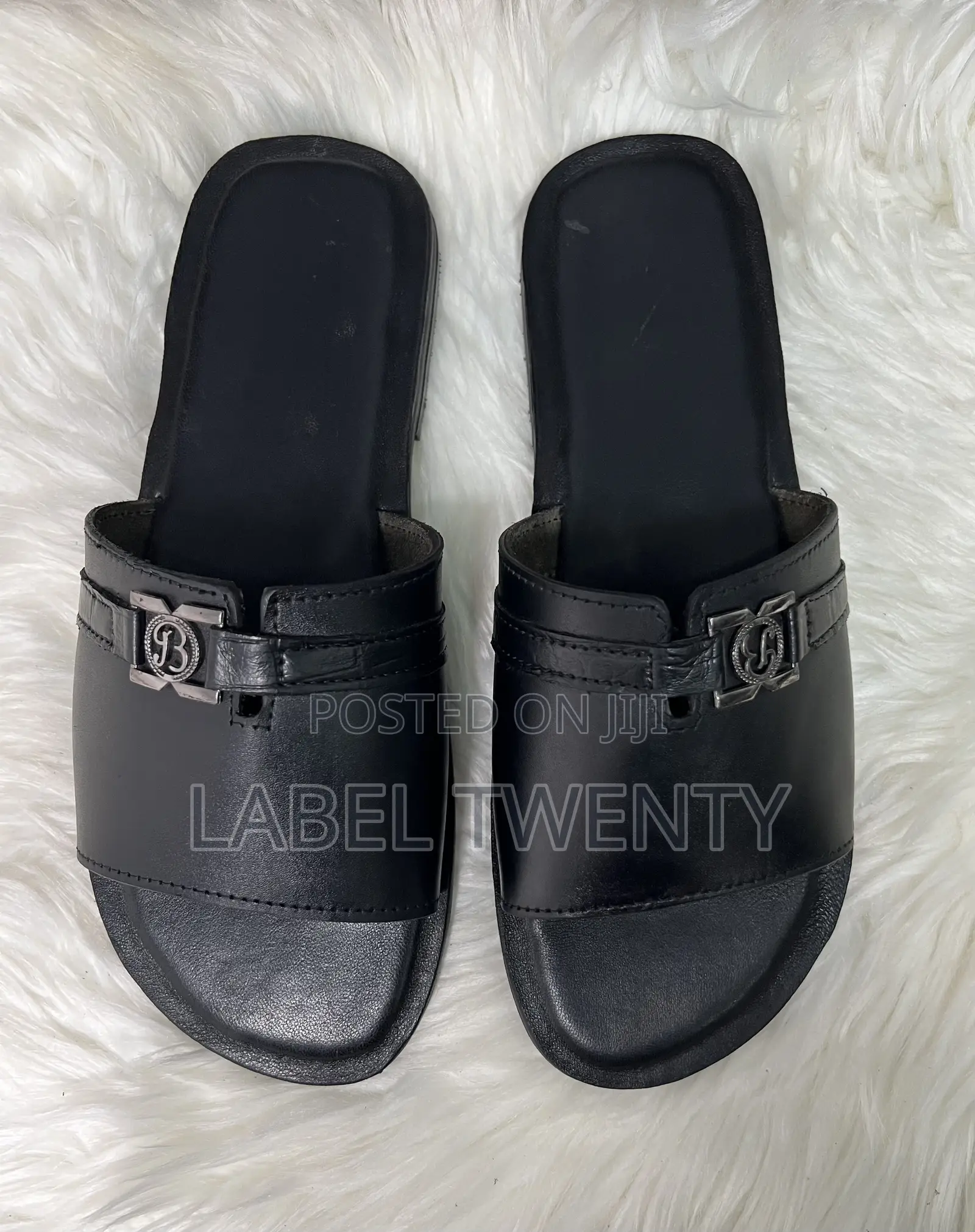 Black Leather Slippers