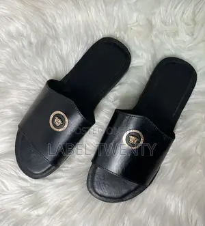 Black Leather Slippers
