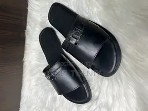 Black Leather Slippers
