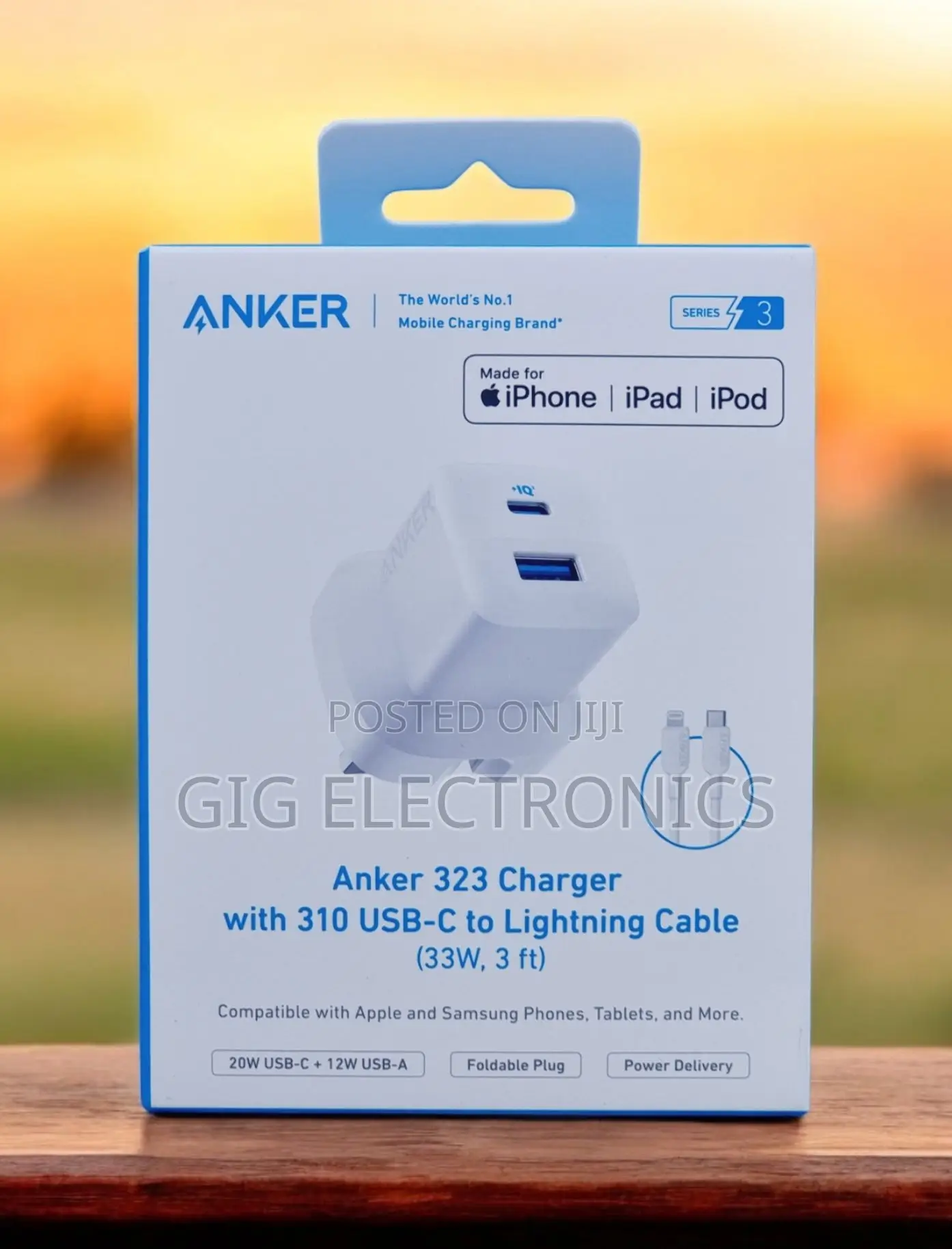 Anker 33w Wall Charger + Usb-C to C Cable 3ft