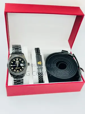 Men's Watch Bracelet and Belt Valentine Gift Set Package-Fast Delivery