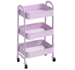 Movable Rolling Organizer, 3 Tier Metal Cart With Lockable Wheels