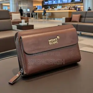 Luxury Leather Clutch Wallet - Genuine Leather, Zip Around Design