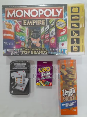 Monopoly Empire + Uno + Dominoes + Jenga