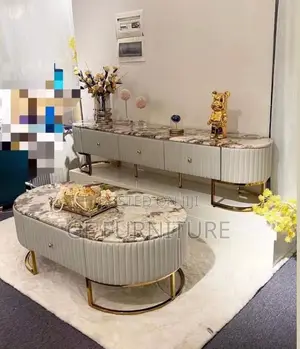Modern Faux Marble Tv Stand Coffee Table Set