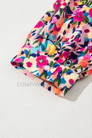 Mini Dress Floral Pink Puff Sleeve Rose