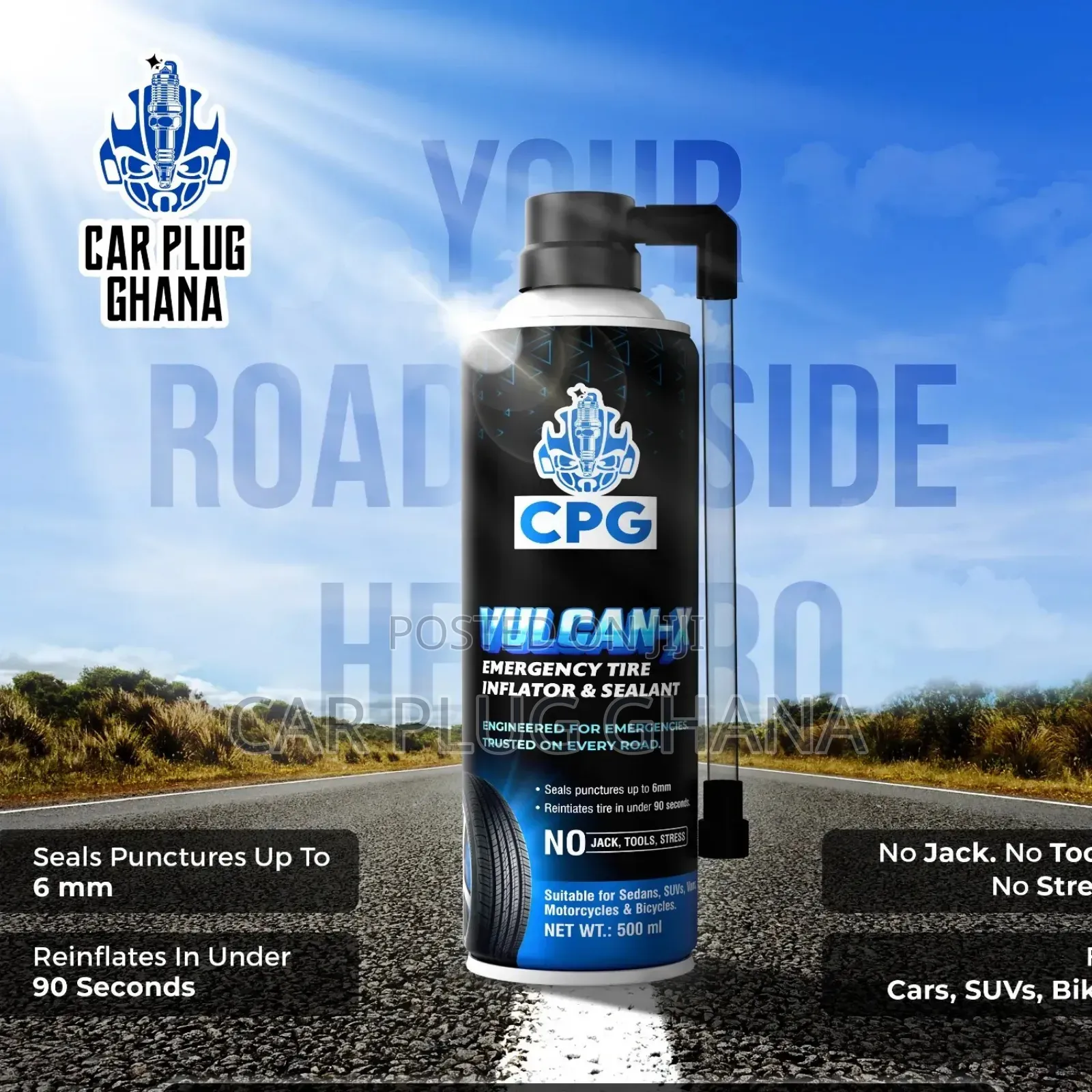 Vulcan-X Emergency Tyre Sealant and Inflator
