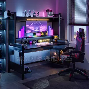 Gaming Desk With Shelves