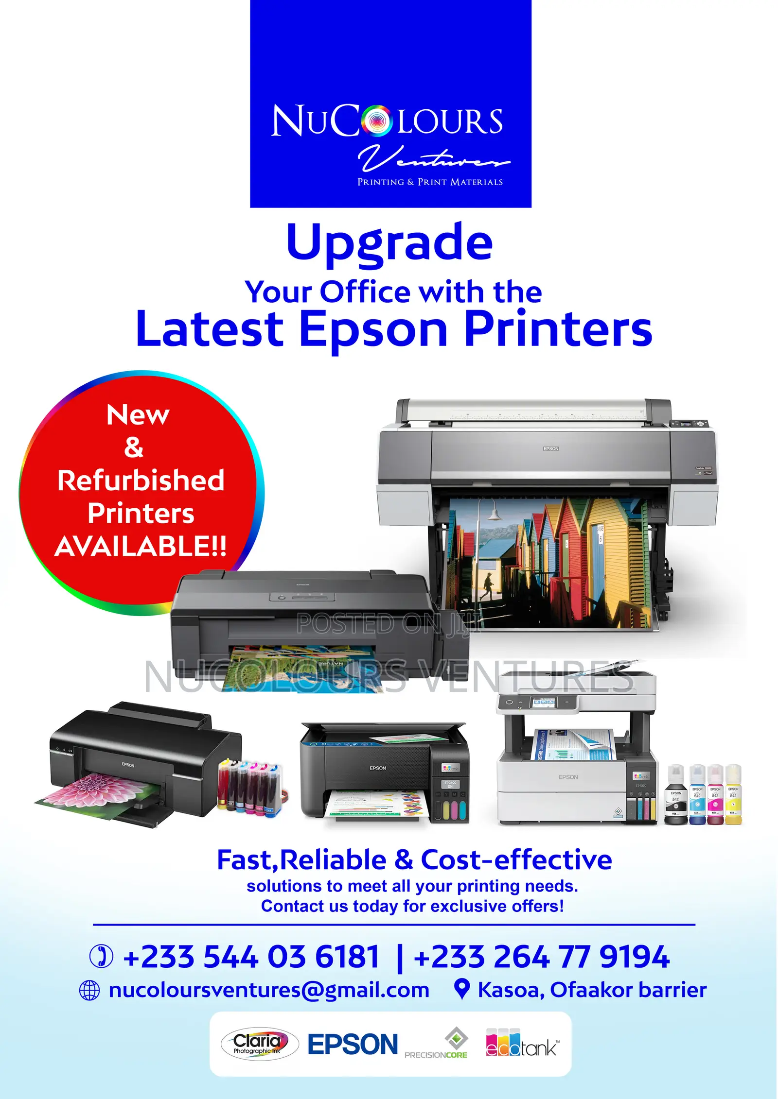 New And Refurbished Epson Printers Available