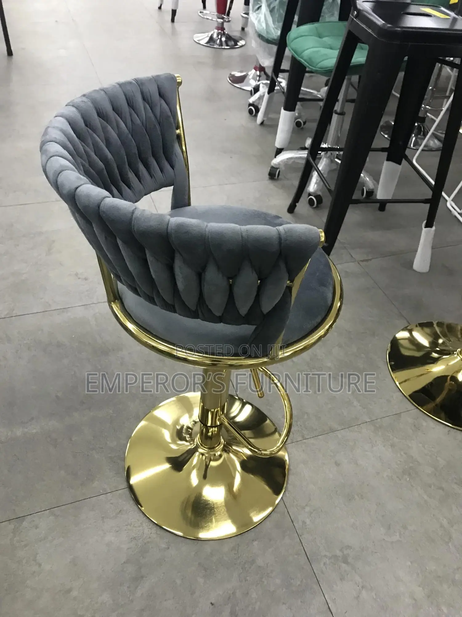 Grey Bar Chairs With Gold Framing