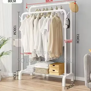 Quality Freestanding, Portable Metal Clothing Rack With Shelves.