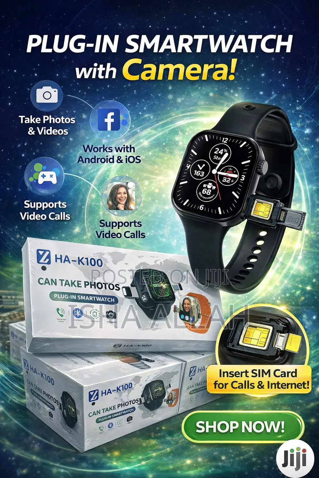 Simcard Smart Watch With Camera – Make Calls, Take Photos