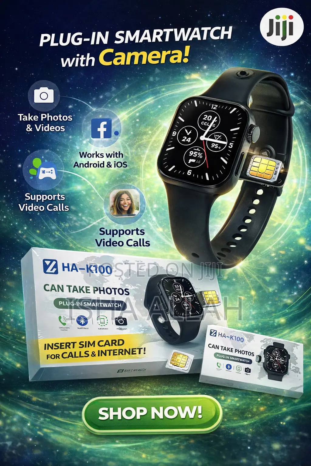 Simcard Smart Watch With Camera – Make Calls, Take Photos