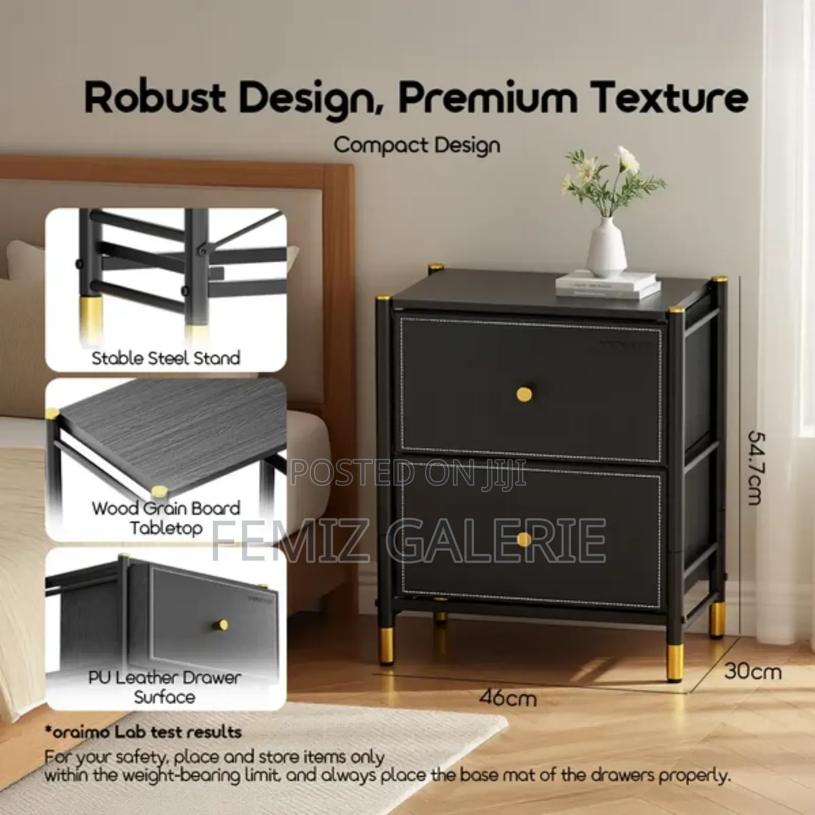 Oraimo Noirstand Multi-Purpose Design Spacious Storage Nightstand