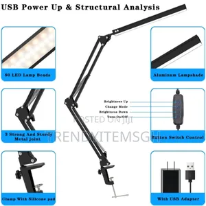 Dimmable Eye Care Clip On Desk Study Led Table Lamp