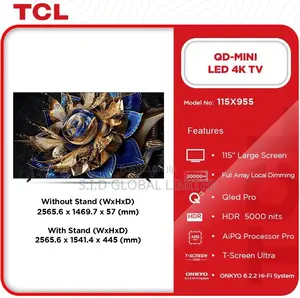 115x955 Tcl 115′′ Qd Mini Led 4k Television