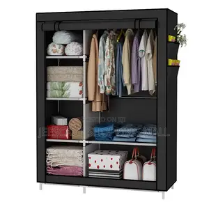 2in1 Metal Closet Organizer Wardrobe Clothes Storage Shelves,
