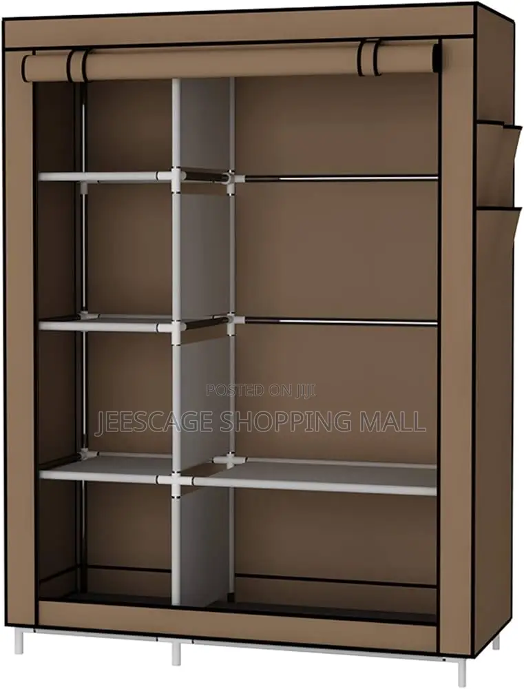 2in1 Metal Closet Organizer Wardrobe Clothes Storage Shelves,