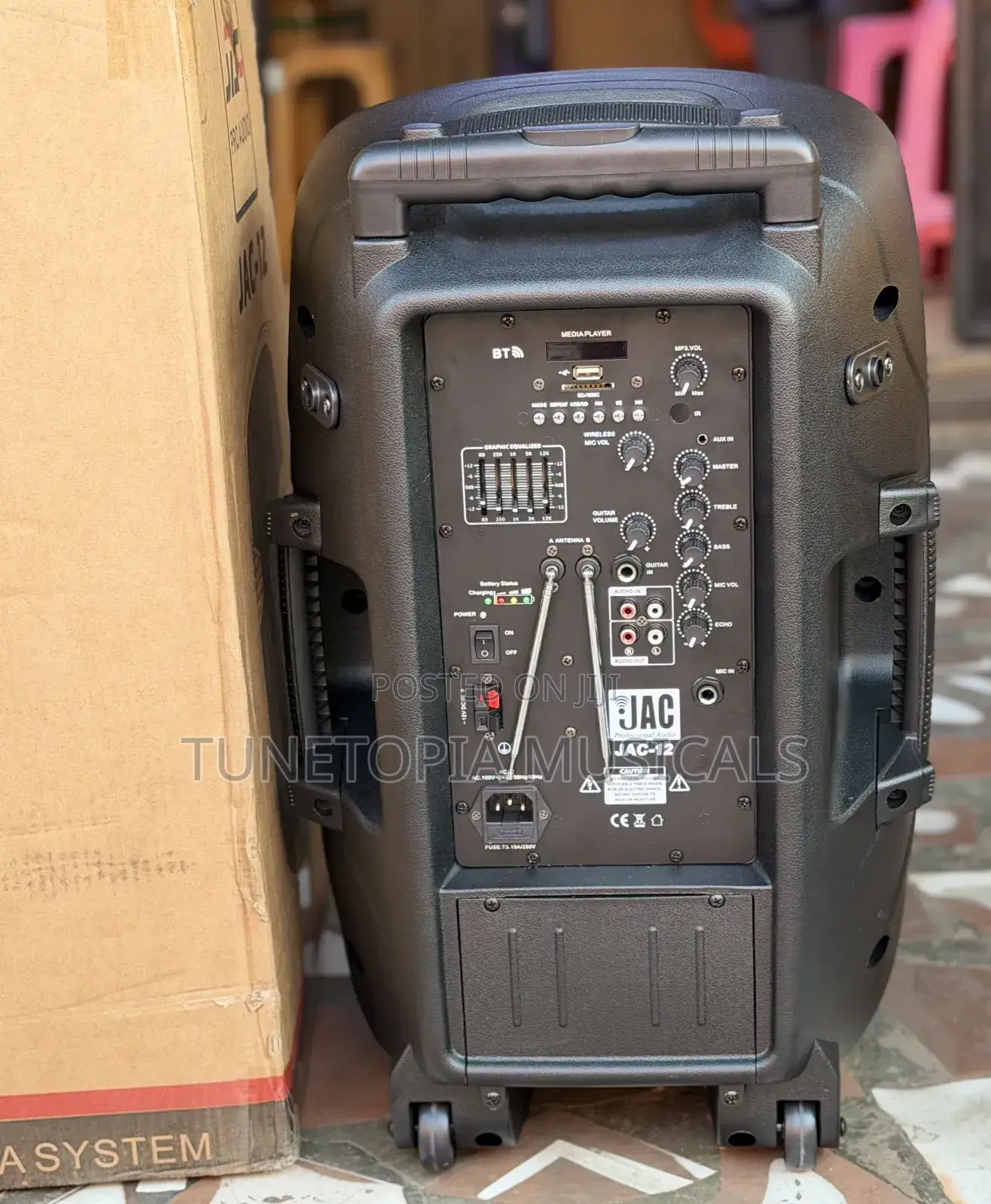 Jac-12 12inches Portable Bluetooth Pa Speaker With 2microphone