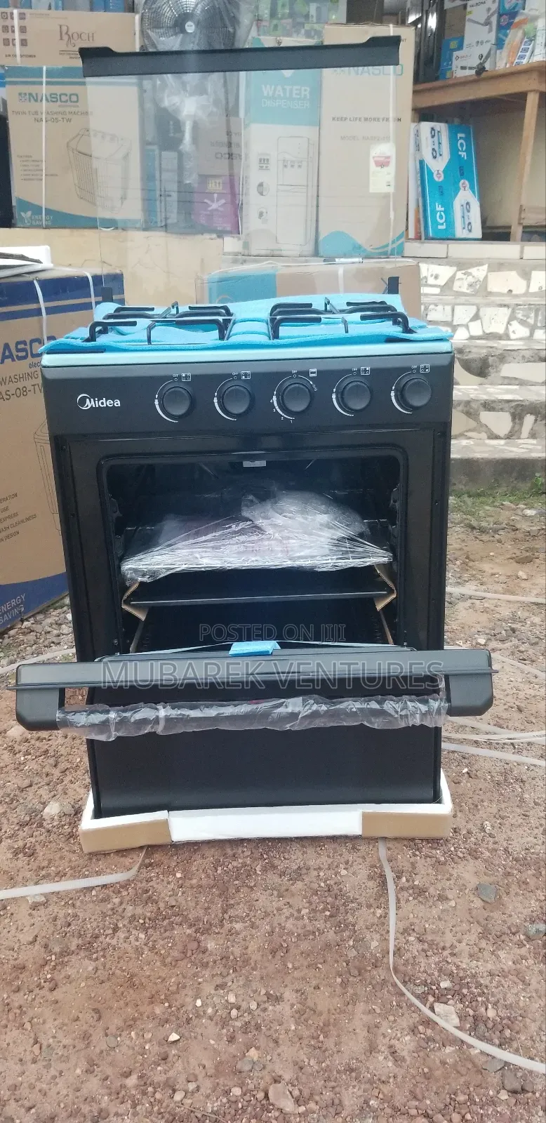 Midea50x50cm 4 Burner Gas Cooker Lid Mirror With Grill