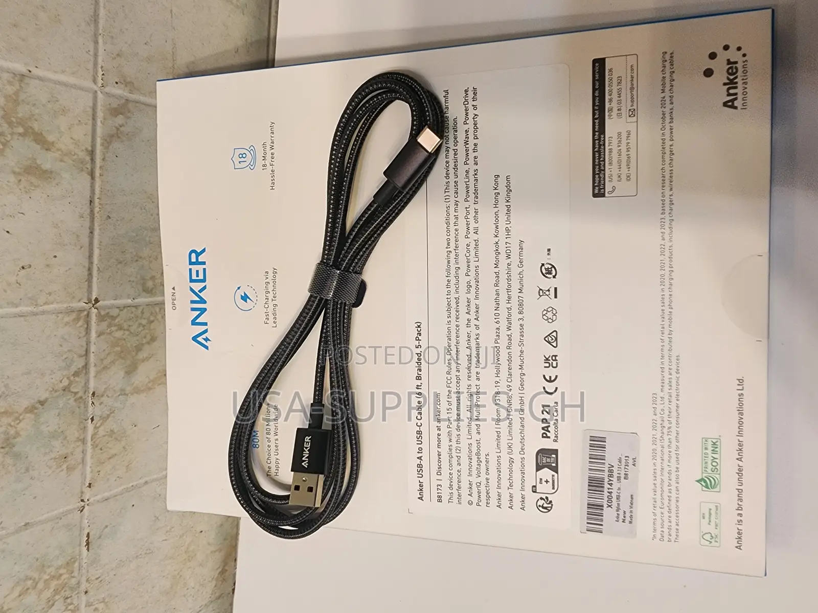 Anker Super Fast 6ft Usb A To Usb C Cable - From Usa