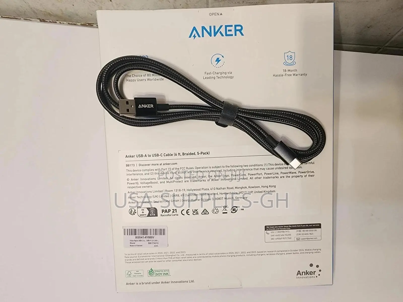 Anker Super Fast 6ft Usb A To Usb C Cable - From Usa