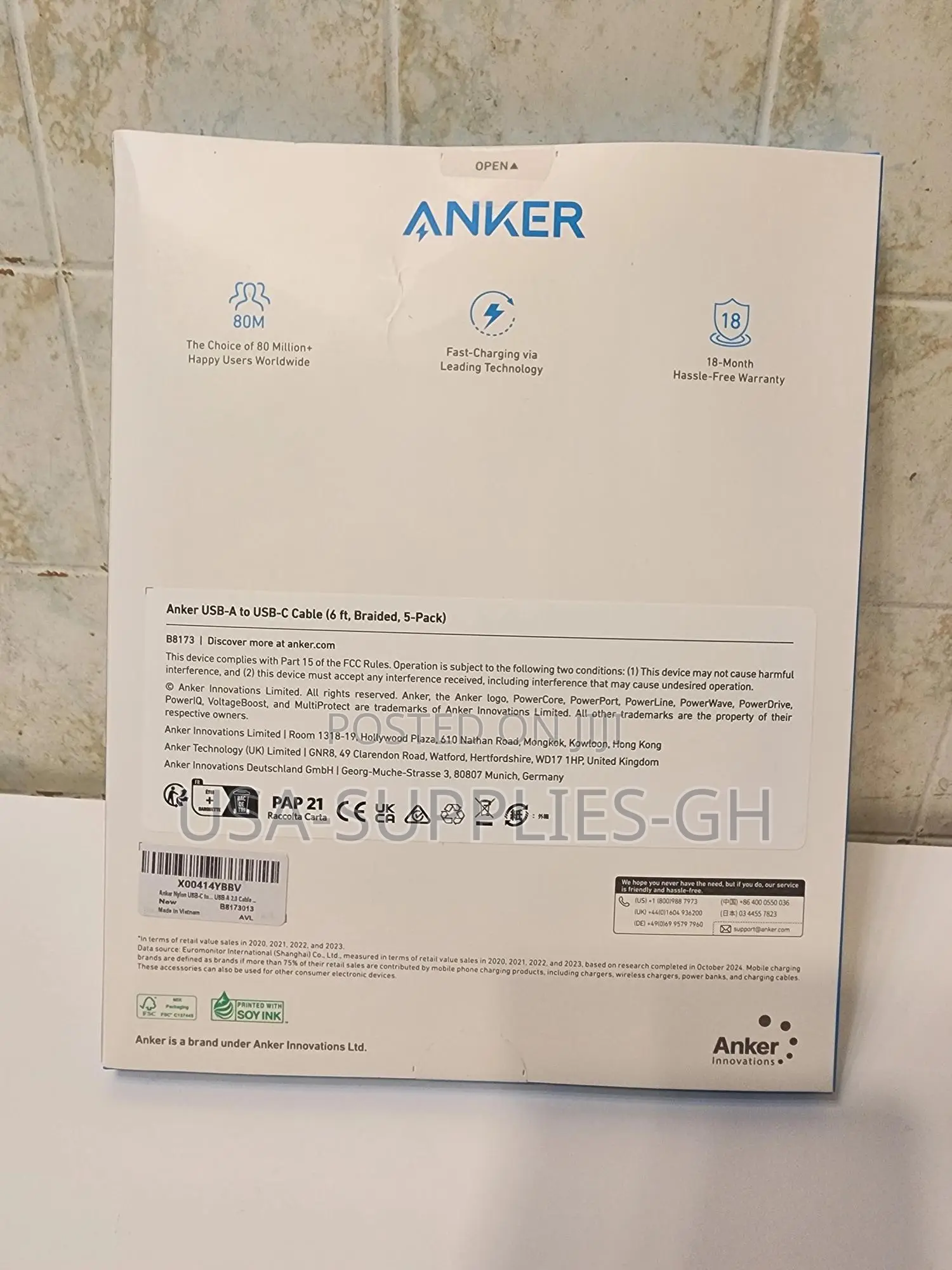 Anker Super Fast 6ft Usb A To Usb C Cable - From Usa