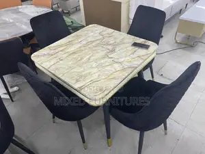 Marble Dining Sets 4 Square With Strong Chairs